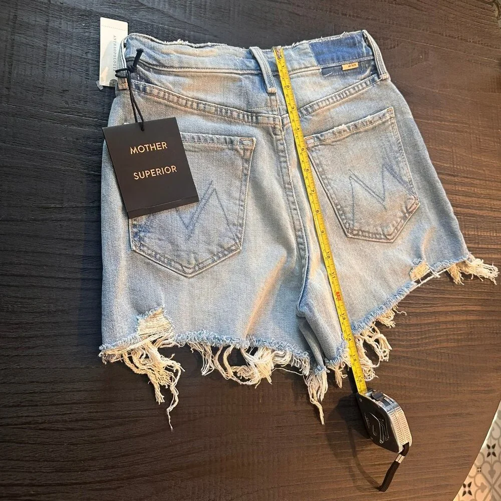 MOTHER "Superior"  NWT Ultra Hise Rise Button Fly Denim Shorts - $228 Retail - Picture 10 of 17